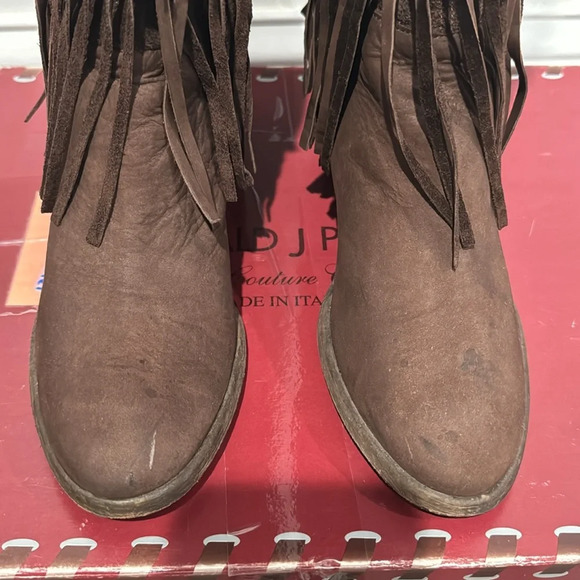 Donald Pliner Women’s Couture Brown Suede Fringe Boots Denise Knee High Beaded 7 - Picture 6 of 14